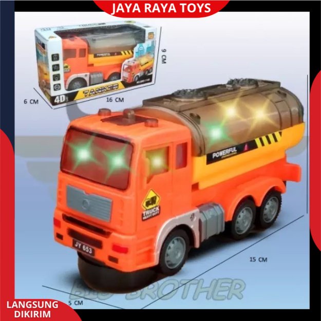 Mainan truk konstruksi bersuara truck tangker 4D lighT and musik / mobil tangki  BRO-1140 Berlampu Dan Bersuara