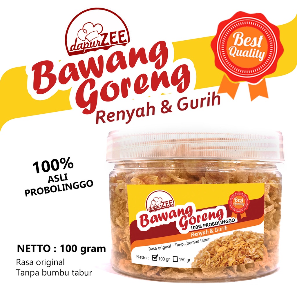 

Bawang Goreng Premium Renyah Gurih Asli Probolinggo kemasan toples 100 gr