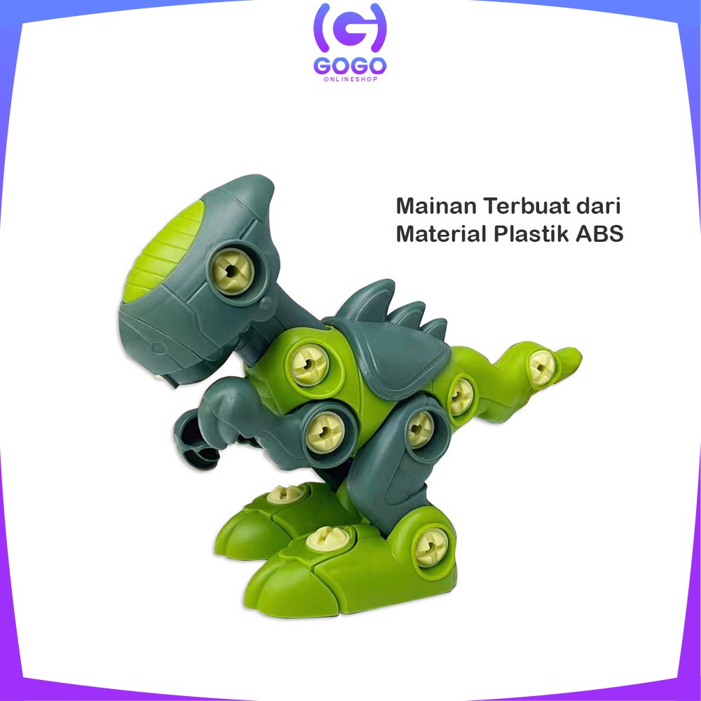 GOGO-M219 DIY Dino Puzzle Assembly 3IN1 Mainan Anak Bongkar Pasang Dinosaurus BONUS OBENG / Mainan Edukasi Anak DIY Assemble Dinosaur Set