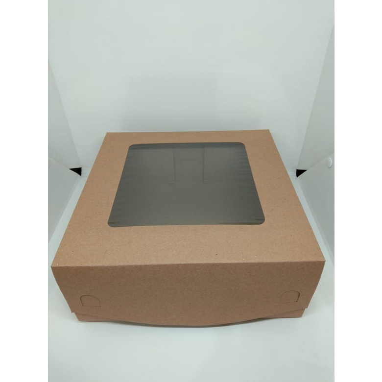 

10pcs KOTAK CAKE BOX KRAFT JENDELA MIKA 25x25x10/12cm TUTUP LEPAS