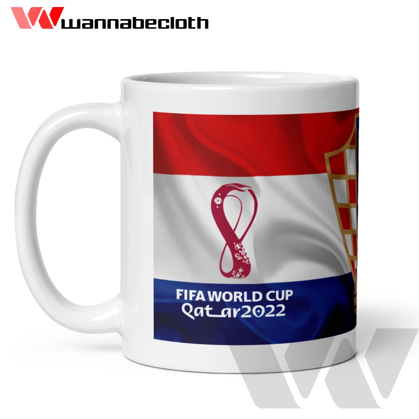 Mug Piala Dunia Souvenir Mug Custom Gelas World Cup Piala Dunia 2022 Qatar 2022 Kroasia Croatia