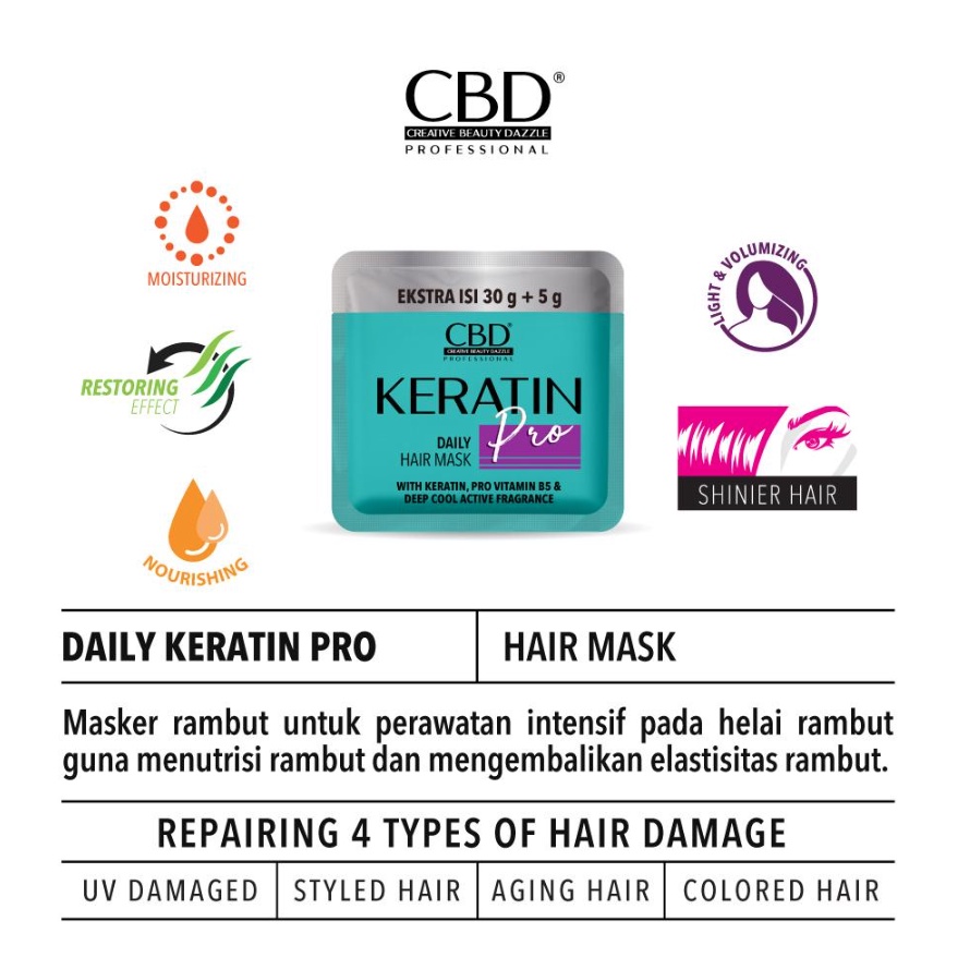 CBD Professional Keratin Pro Hair Mask 35GR / MASKER RAMBUT SACHET