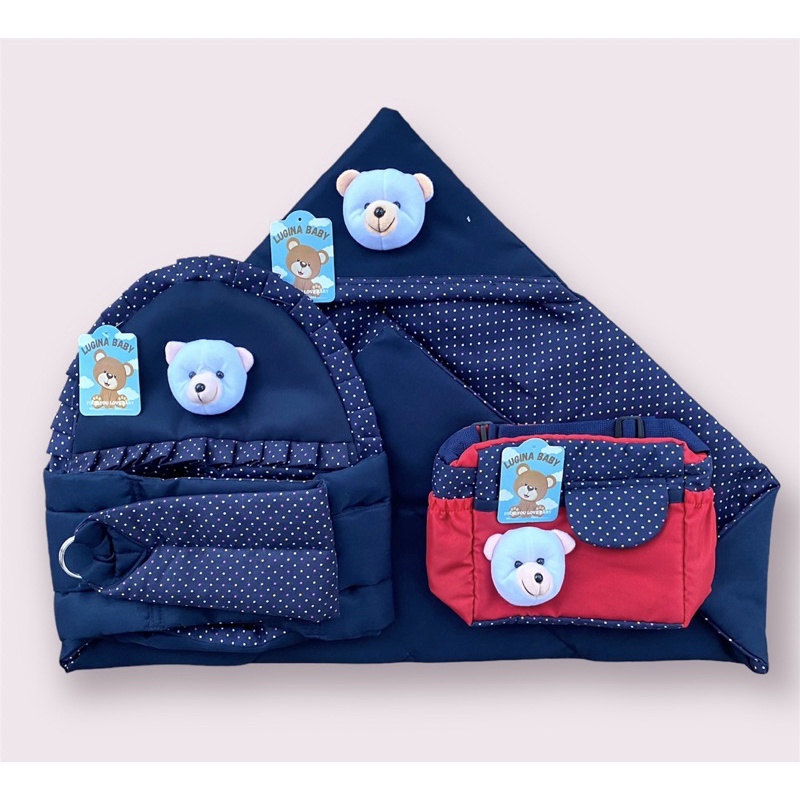 sling baby 3in1 set gendongan samping renda selimut dan tas kecil