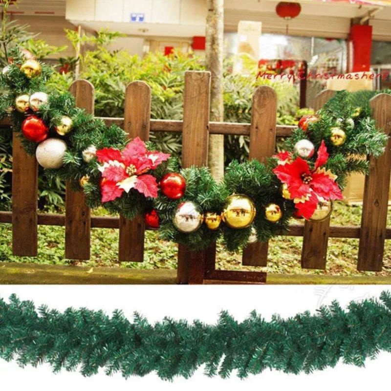 Garland Hijau Natal Murah / Garland Natal 2,7 Meter Polos