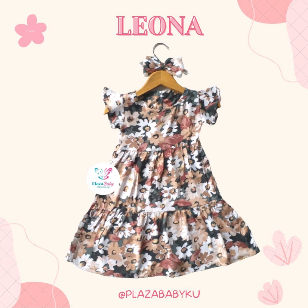 Plazababyku BBB DRESS LEONA dress anak perempuan bayi motif bunga lucu free headband