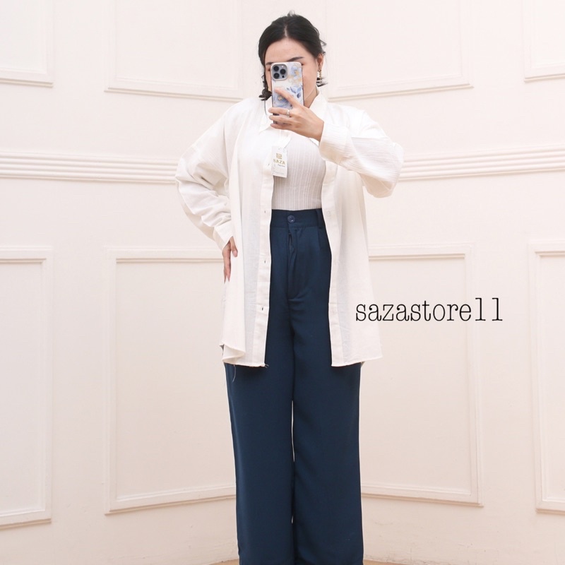 Suki Shirt 2022 - Kemeja Crinkle Basic Oversize Atasan Wanita - Bumil Friendly - Basic Shirt