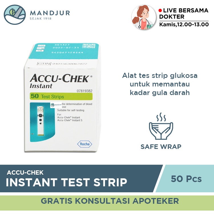 Jual Accu Chek Instant 50 Test Strip Tes Strip Gula Darah Shopee