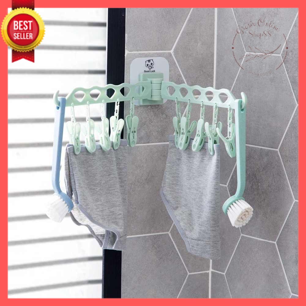 [GOS] - C207-Gantungan Tempel 10 Jepit - Gantungan Jemuran Kaos Kaki Tempel Wall Drying Clip