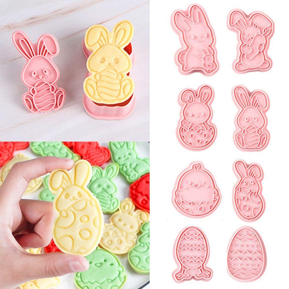 Top 8pcs/set 3D Easter Rabbit Food Fondant Plastik Plunger Cookie Cutter