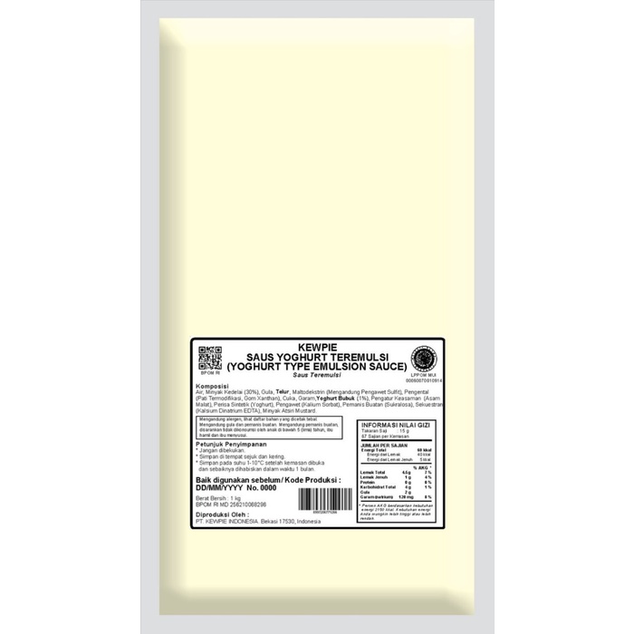 

TERLARIS KEWPIE COOKING SAUCE YOGHURT MAYO 1KG