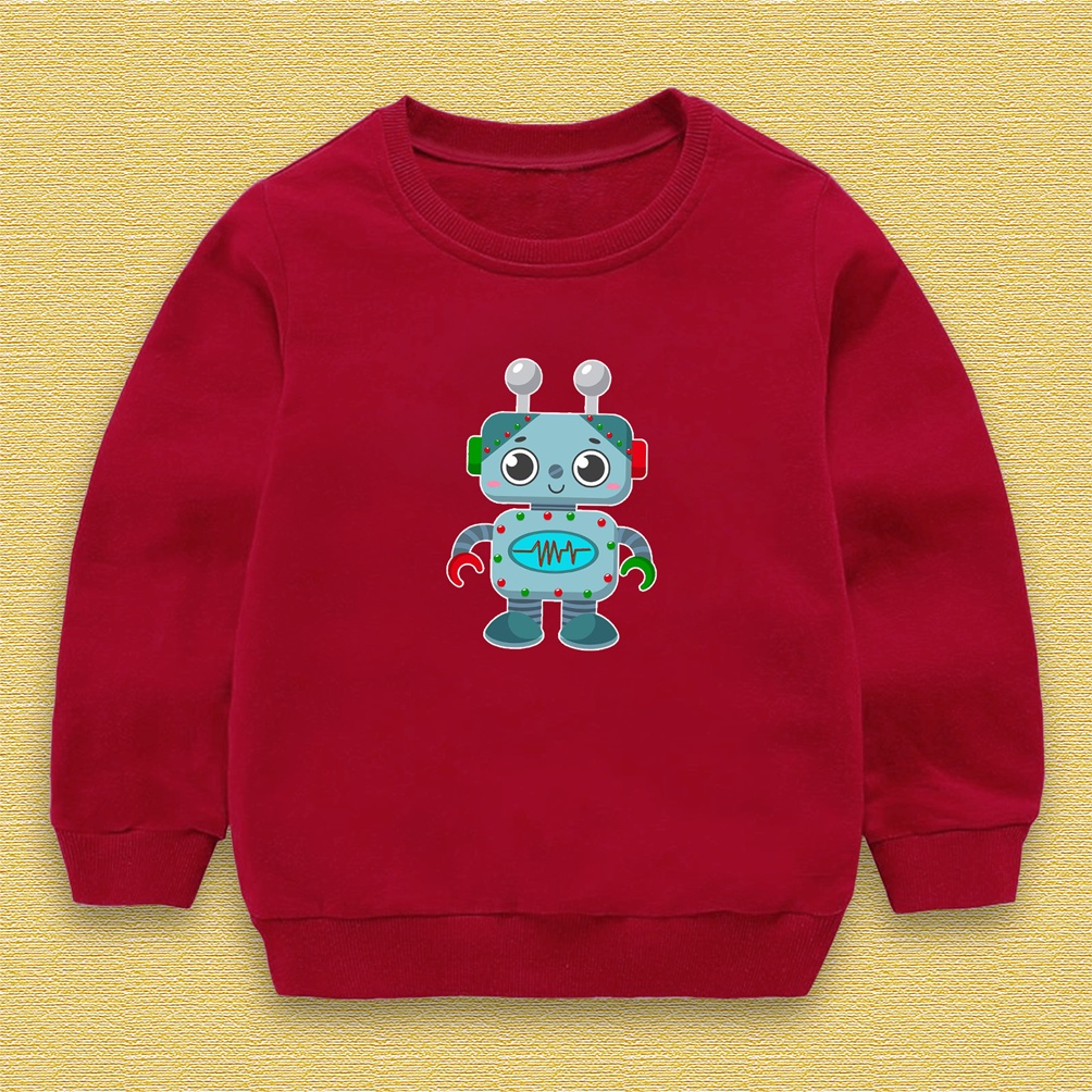 Sweater crewneck anak MACHINE CUTE ROBOT baju anak perempuan laki laki lucu