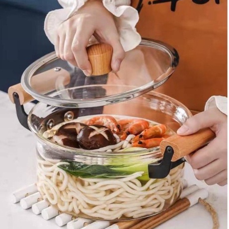 Unik Glass Cooking Pot / Panci Kaca Mewah Tebal Bisa Kompor /Pot Kaca Masak - S Berkualitas