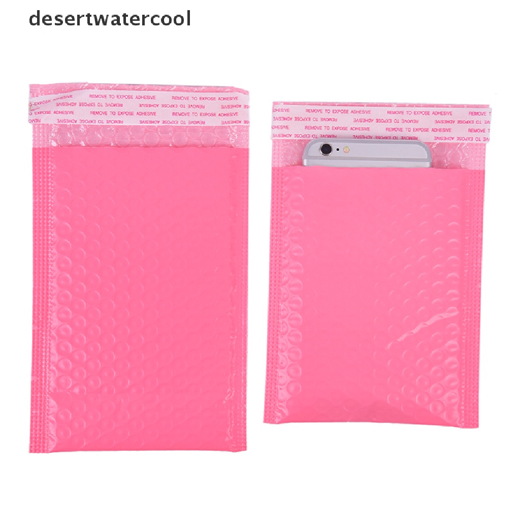 Deid 10pcs Kantong Bubble Bag Padded Bahan Plastik Warna Pink Untuk Pengiriman Barang