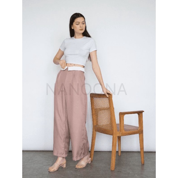 Miyong Two Tone Pants - Celana Kulot Loose Wanita Two Tone Free Tali Pinggang - Loose Pants