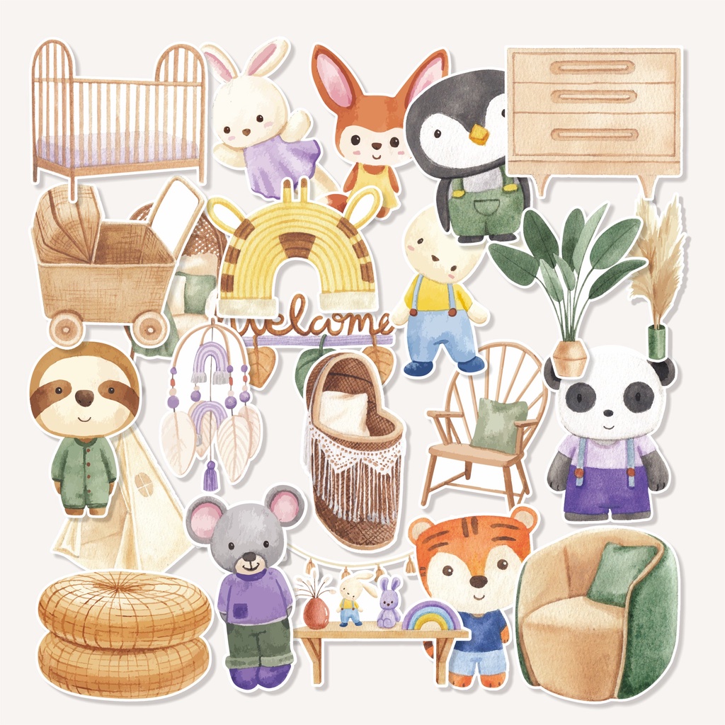 

( 50 pcs )Murah cetak stiker satuan edisi BOHO NURSERY/anti air dan biasa/murah/stiker scrabook/label