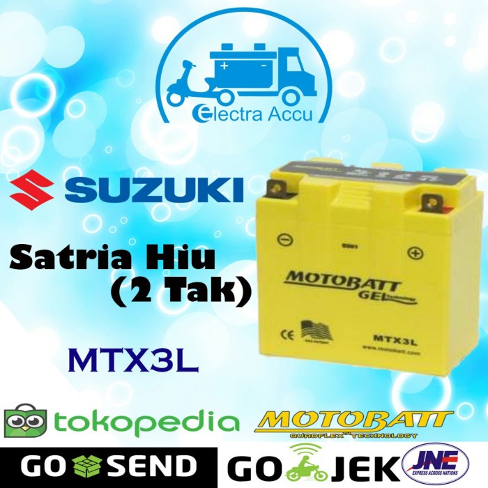 Jual Aki Motor Suzuki Satria Hiu 2 Tak Motobatt MTX3L Aki Kering Shopee Indonesia