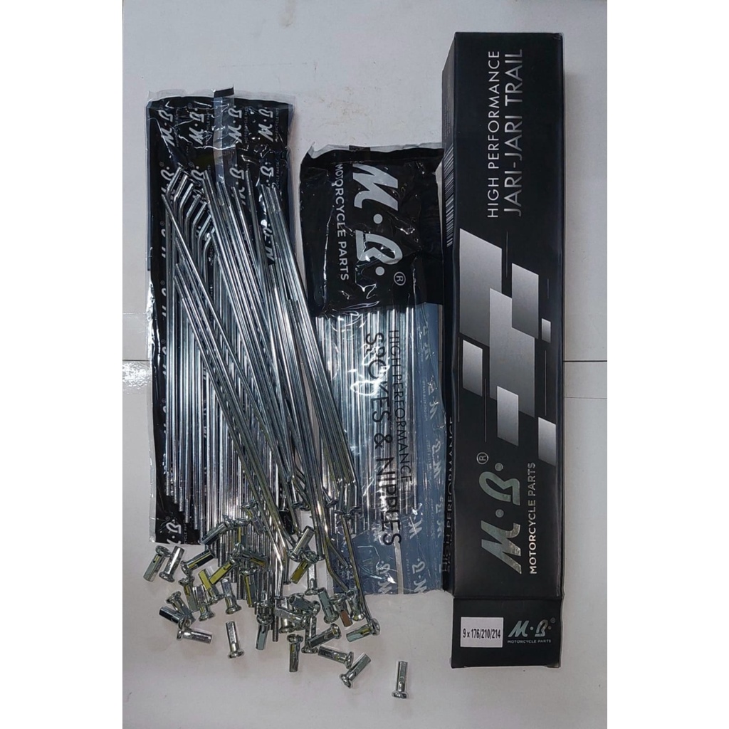 M.B. Jari jari Set Depan Belakang 9G X 210/214/176 Motor Kawasaki KLX 150 Ring 19-16