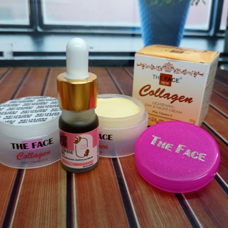 THE FACE COLLAGEN BPOM 6in1 plus tamanu perle//Sabun,Toner,Cream,Serum, Tamanu Oil Perle