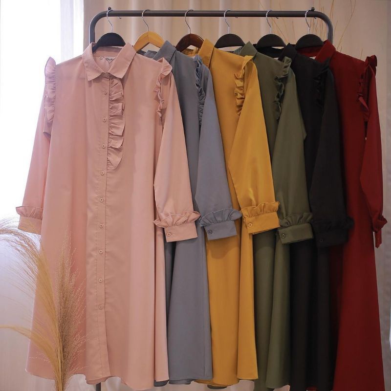 Baju Atasan Wanita Terbaru Long Tunik Panjang Olla Tunic Katun Toyobo Premium Putih Hitam Kekinian