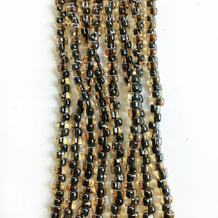 Manik-manik renteng plastik segitiga hitam kuning 4mm (isi 80)