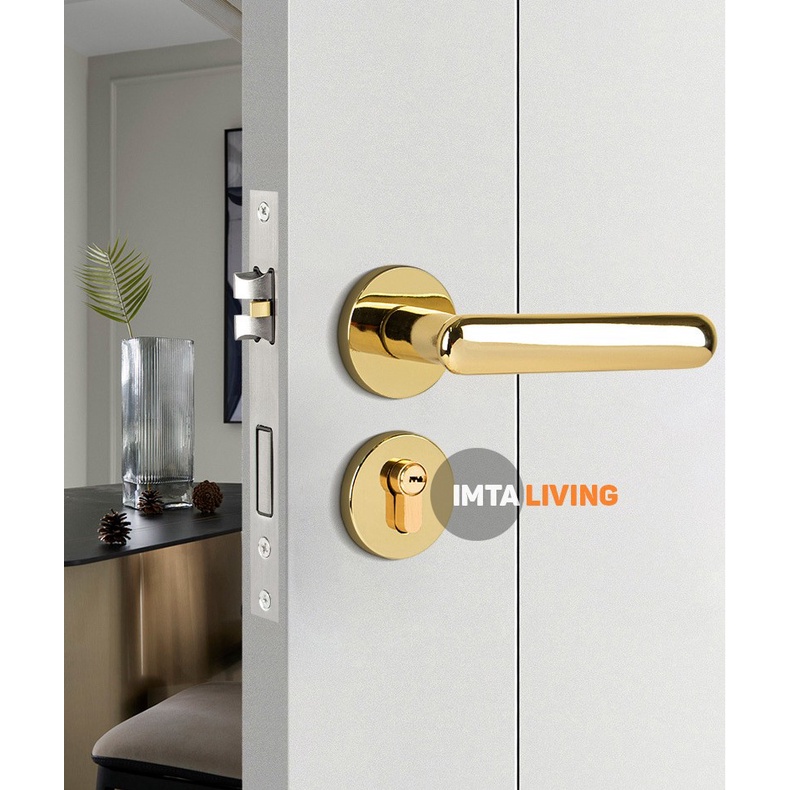 Handle Pintu Kunci Rumah Full Set Modern Minimalis Premium Gold HPI26