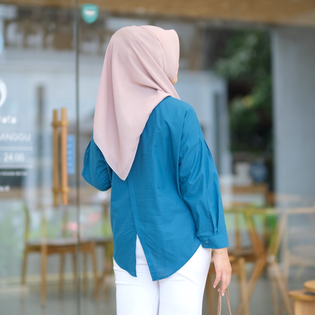 Kemeja Linen Silang Belakang Neka Shirt OOTD Remaja Kekinian