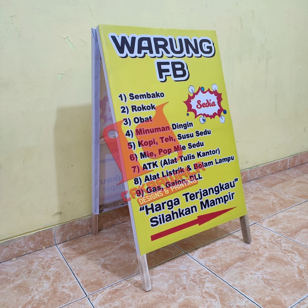 STAND BANNER KAYU UKURAN 50 X 85 - A BANNER KAYU - STANDING BANNER KAYU PROMOSI - SEGITIGA A BANNER 