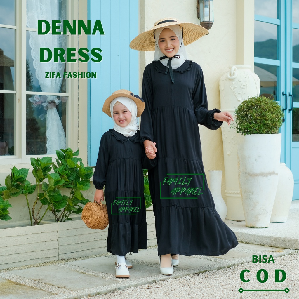 Denna Dress Gamis Polos Anak Jumbo Daster Twill Hitam Zifa Fashion