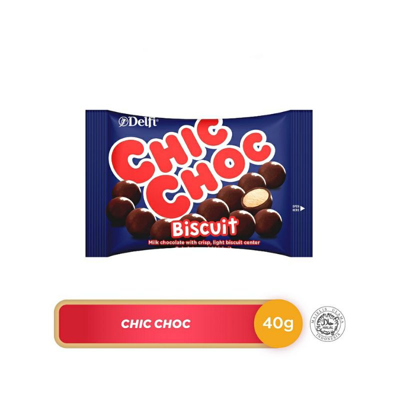 Delfi Chic Choc 40 gr biscuit chocolate / coklat / cokelat susu isi biskuit