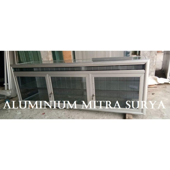 Jual Rak Aluminium Kaca Kabinet Meja Tv Penyimpanan Kuat Tebal Premium