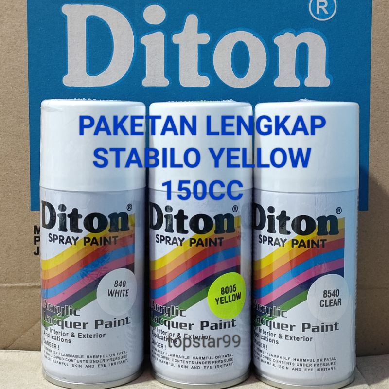 Pilok Cat Diton Stabilo Yellow 8005 White 840 Clear 8540 Paketan Kuning Stabilo 3 pcs 150cc Pilox Cat Semprot Diton Spray Paint