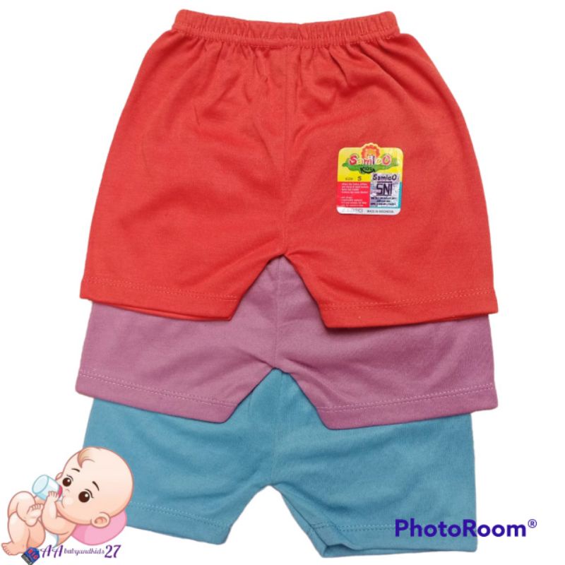 Samleo Kids 3PC Celana Pendek Polos Model Segi Ukuran S M L XL SNI Murah Nyaman Berkualitas