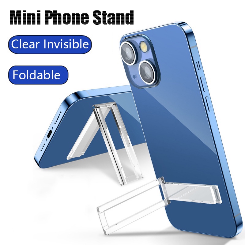 Ultra-tipis Tak Terlihat Ponsel Holder Universal Aksesoris Ponsel Mini Lipat Holder Transparan Self-adhesive Desktop Stand Ponsel Kembali Stiker Berdiri