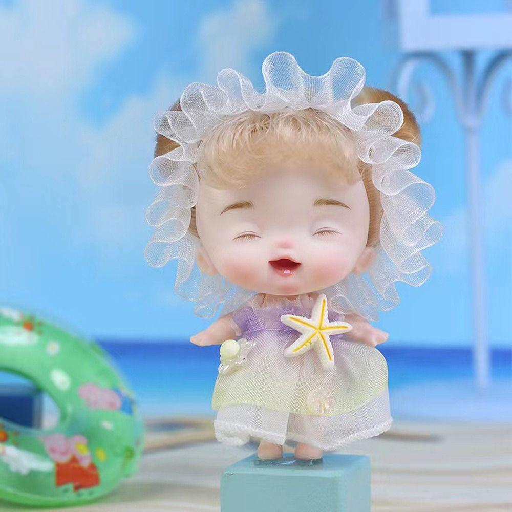 Mxbeauty Boneka BJD Mini Pakaian Fashion 12 cm Keriting Wig Hadiah Ulang Tahun Furnishing Artikel Dress Up Anak Menutup Mata Gadis Figure Mainan Action