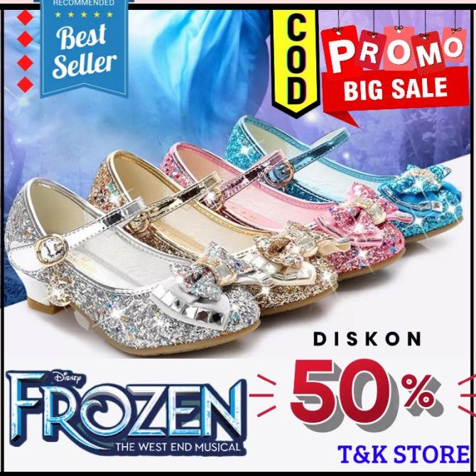 Sepatu Anak Perempuan Princess Heels Pesta Frozen Disney Glitter Blink