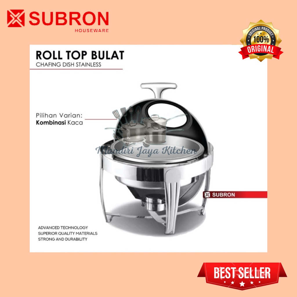 SUBRON Prasmanan Roll Top Stainless Steel 6.8 Liter / Roll Top Bulat 6.8 Liter Tutup Kombinasi