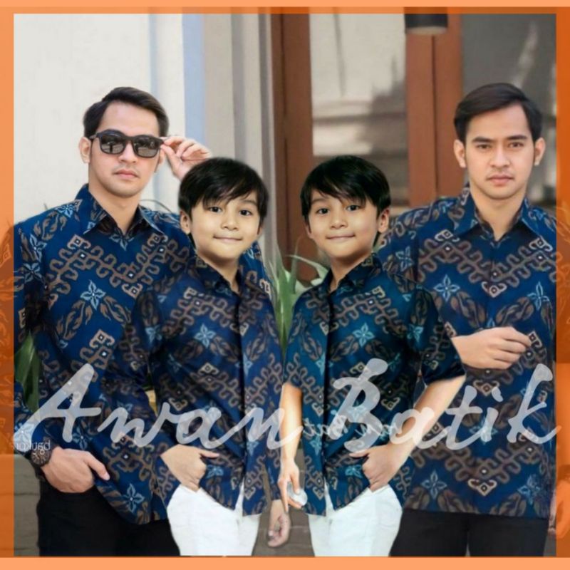 [COD] Couple Batik Dewasa pria Ayah dan Anak cowok laki laki Lengan Panjang dan Lengan Pendek Modern Seragam