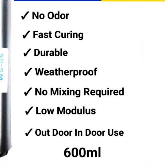 

Lem Silikon Sosis/Lem Silicone Sealant ELLPRO WS-85 Weatherseal 600ml - L.Grey/Abu Muda