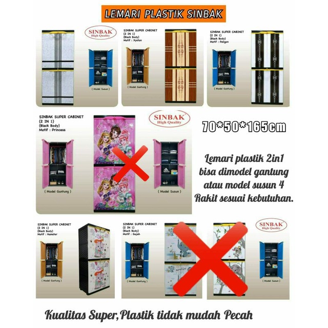 LEMARI PLASTIK 2 IN 1 TANPA KACA | LEMARI PLASTIK SUSUN 4 | LEMARI PLASTIK SINBAK TANPA KACA