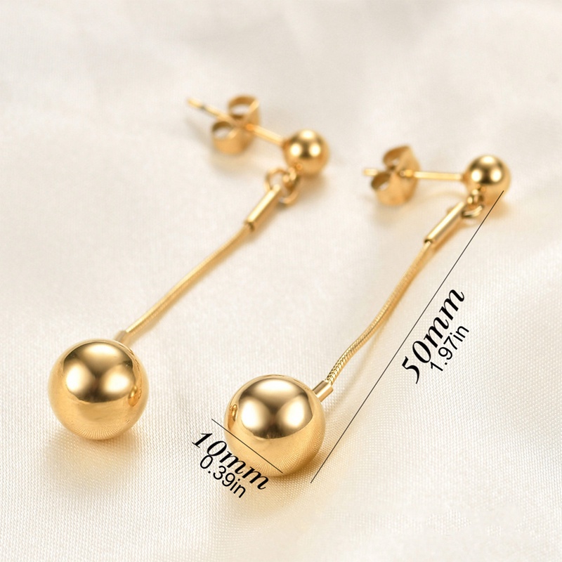 Fancyqube Anting Gantung Panjang Model Manik-Manik Bahan Metal Gaya Punk Untuk Wanita