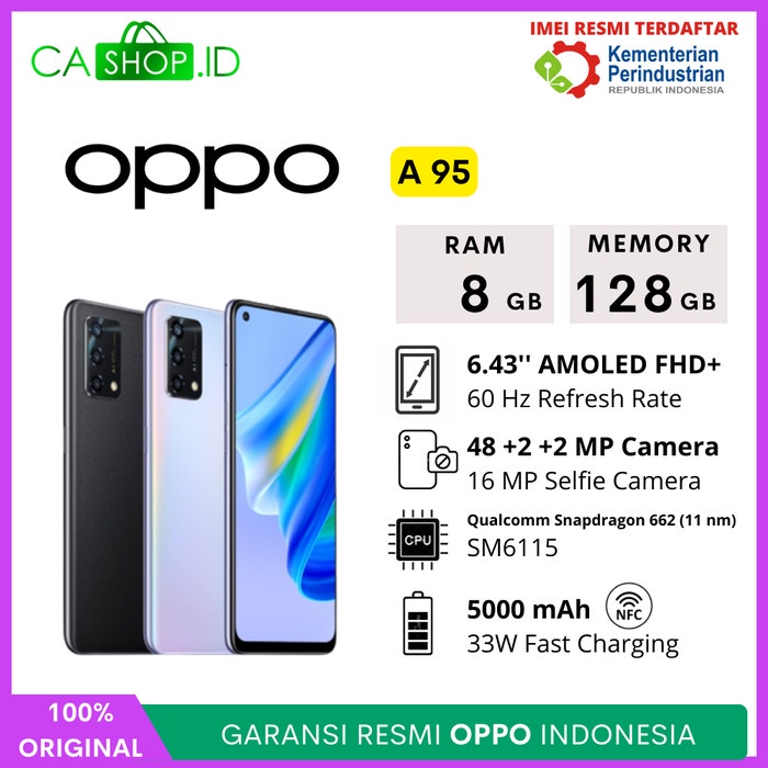 Oppo A95 NFC - 8GB 128GB (8/128) 5000mAh 48MP Snapdragon 662 Resmi
