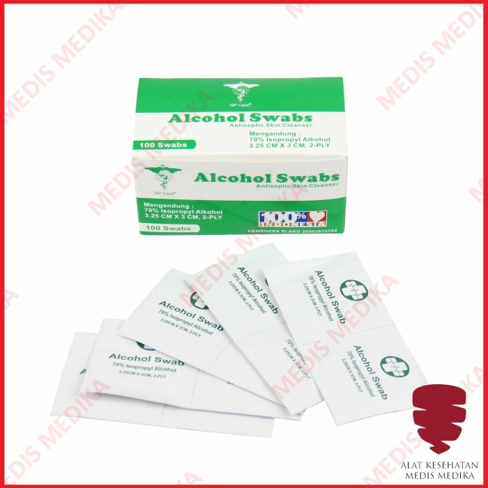 Alkohol Swab Kapas Pembersih Luka Tisu Tissue Alcohol Pads Swaps GP Care