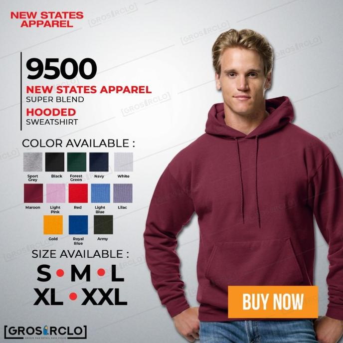 New States Apparel ( NSA ) JAKET Hoodie Polos 9500 Import Original
