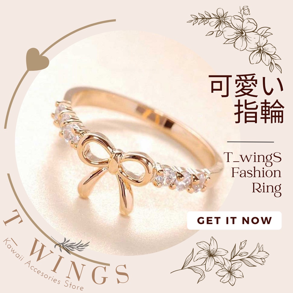 [ TWC_008 ] Cincin Pita berlian / CIncin Fashion wanita Pita hiasan berlian