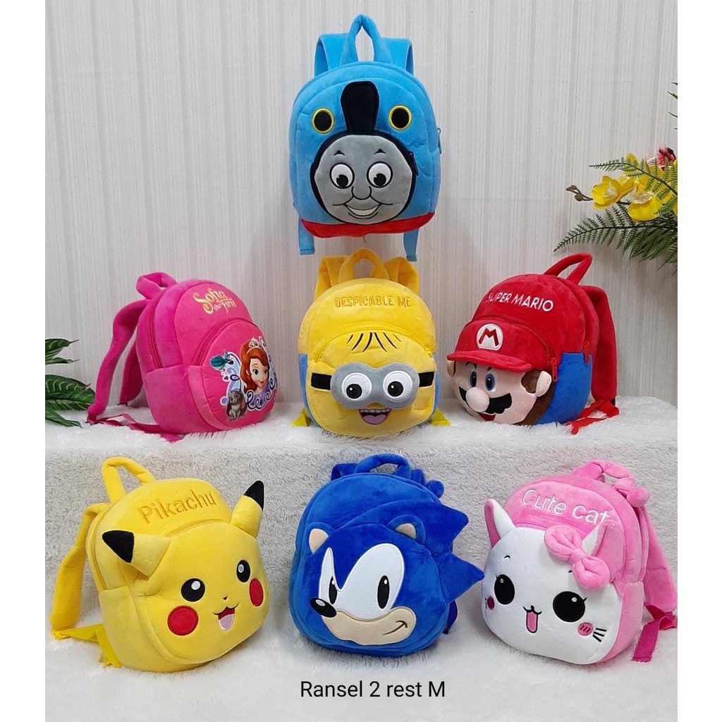 TAS RANSEL KARAKTER MINION SONIC PIKACHU