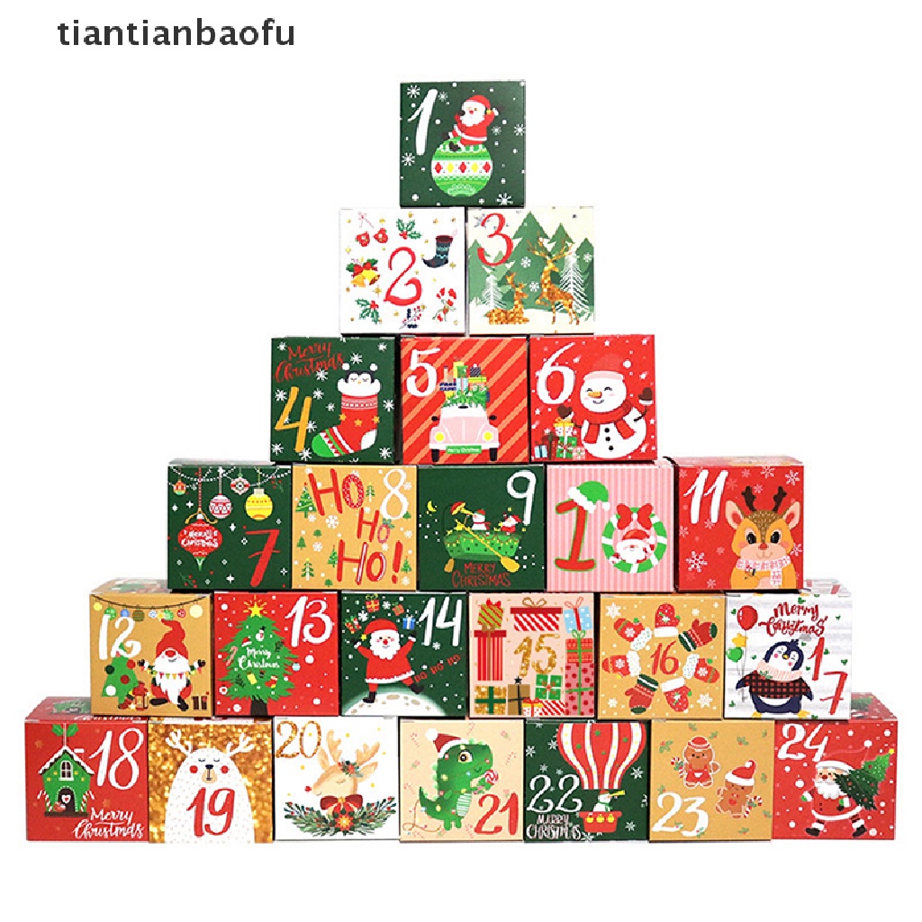 Kotak Kalender Advent 24 Hari Bahan Kertas Untuk Hadiah Anak Dan Keluarga