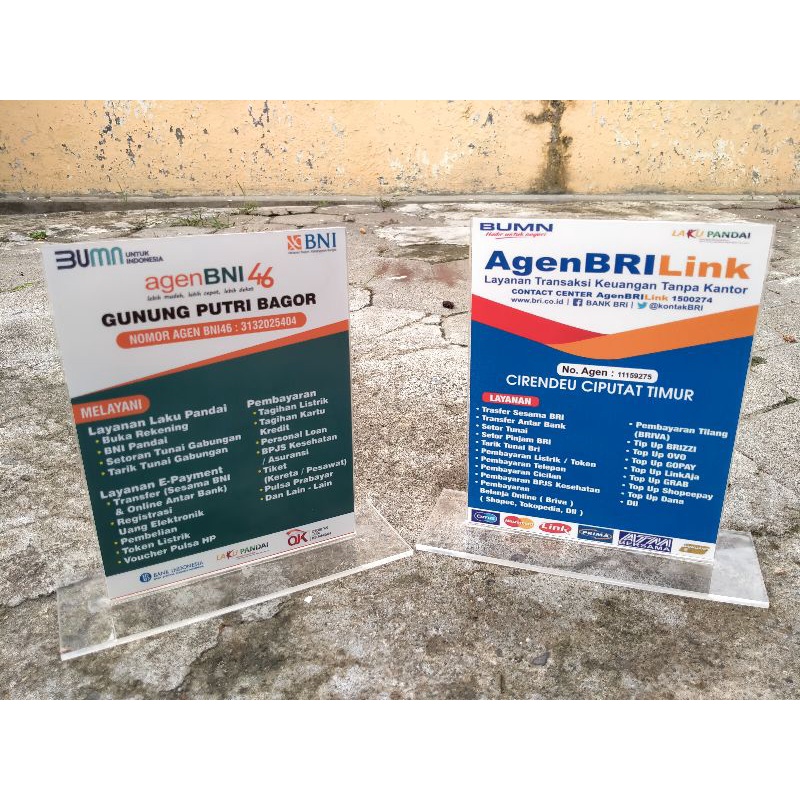 

AKRILIK PAPAN INFO AGEN BNI AGEN BRILINK AKRILIK 15X20 TEBAL