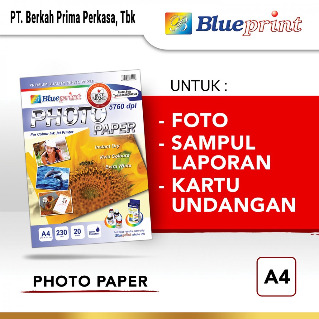 Kertas Photo Blueprint Glossy Photo A4 230gsm 20sheet Matahari