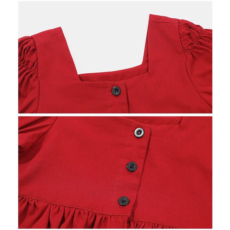 (LOLI-JKT) BS-341 SETELAN ANAK CEWEK MERAH MERONA SIZE 100-140