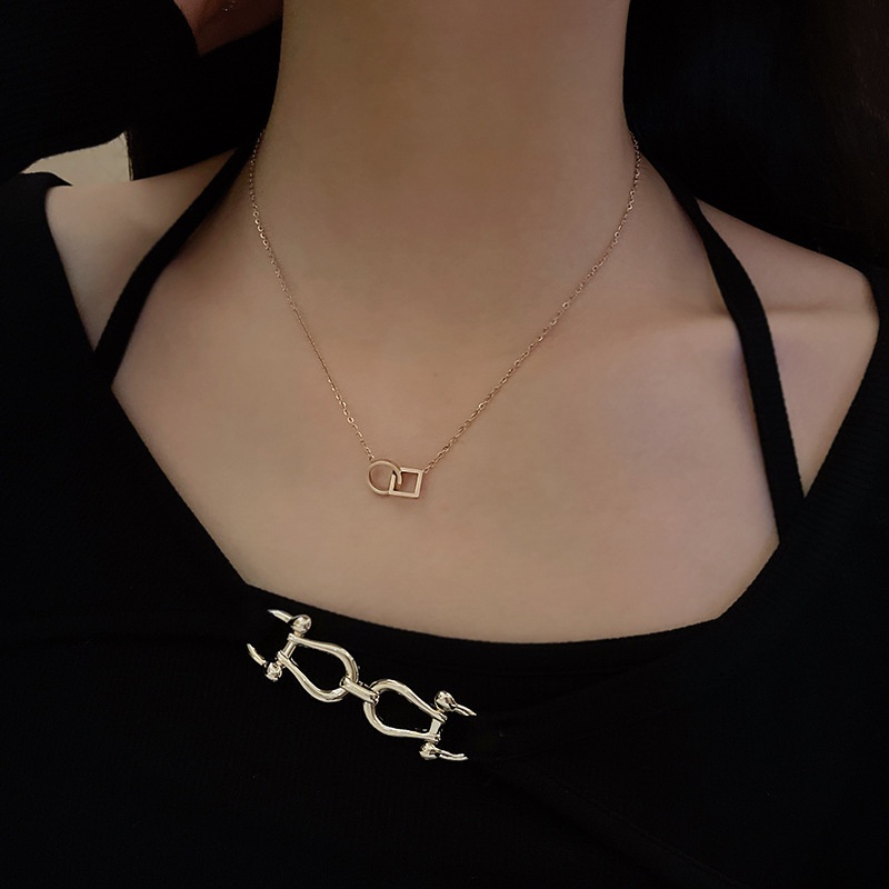 Kalung Choker Bahan Titanium steel Warna Rose Gold 18K